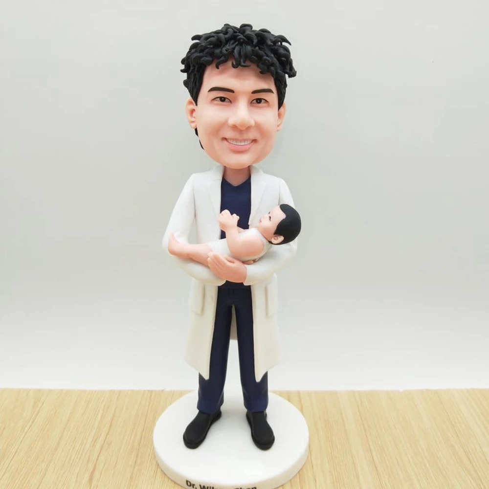 

Personalized Figurines Handmade Clay Figurine Gift for Him Her Couple Wedding Anniversary Custom Bobble Head Keepsake Display