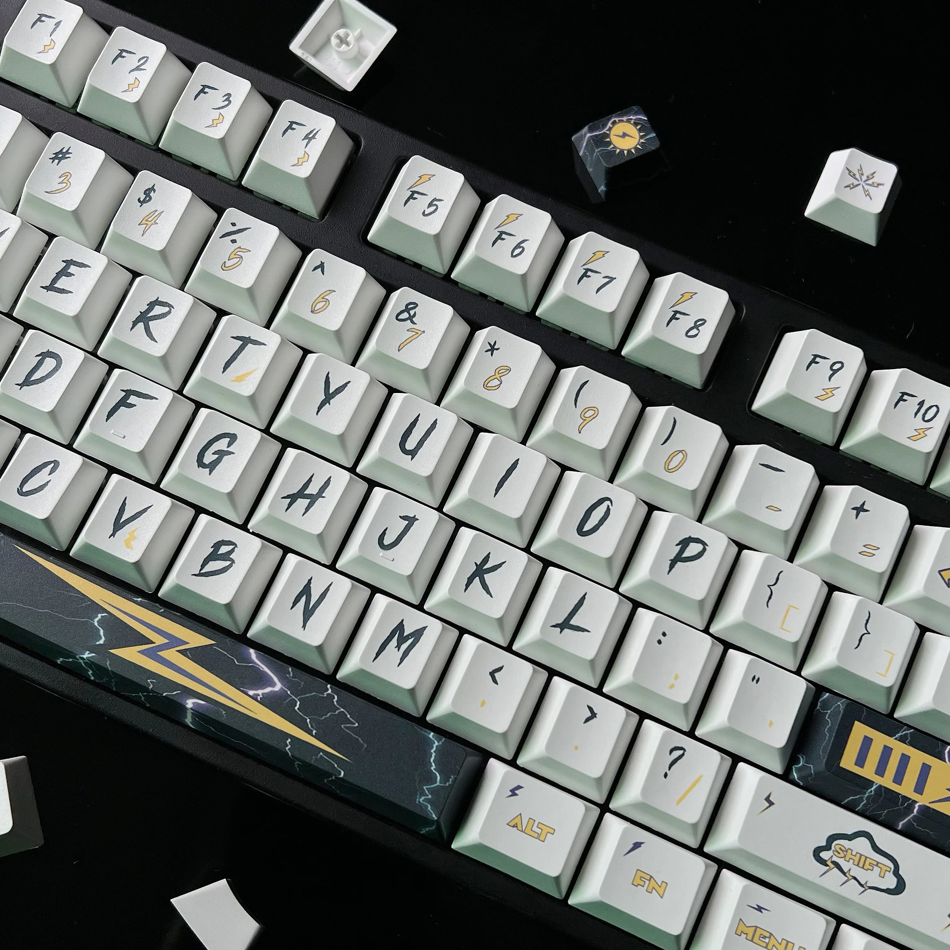 129 Keys lightning Keycaps Cherry Profile PBT Keycap For MX Switch Mechanical Keyboard DYE Sublimation Key Caps Custom DIY gk61