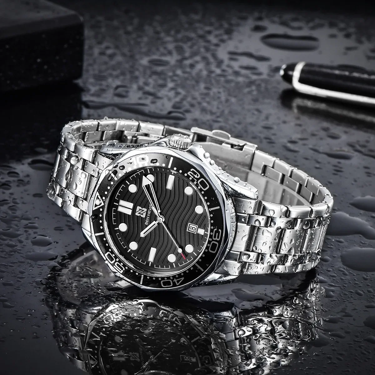 

Sport Watch Men Diving Watch Luxury Watch Men Wristwatch Install Quartz Movement Stainless Steel Strap Diving Men Wristwatch