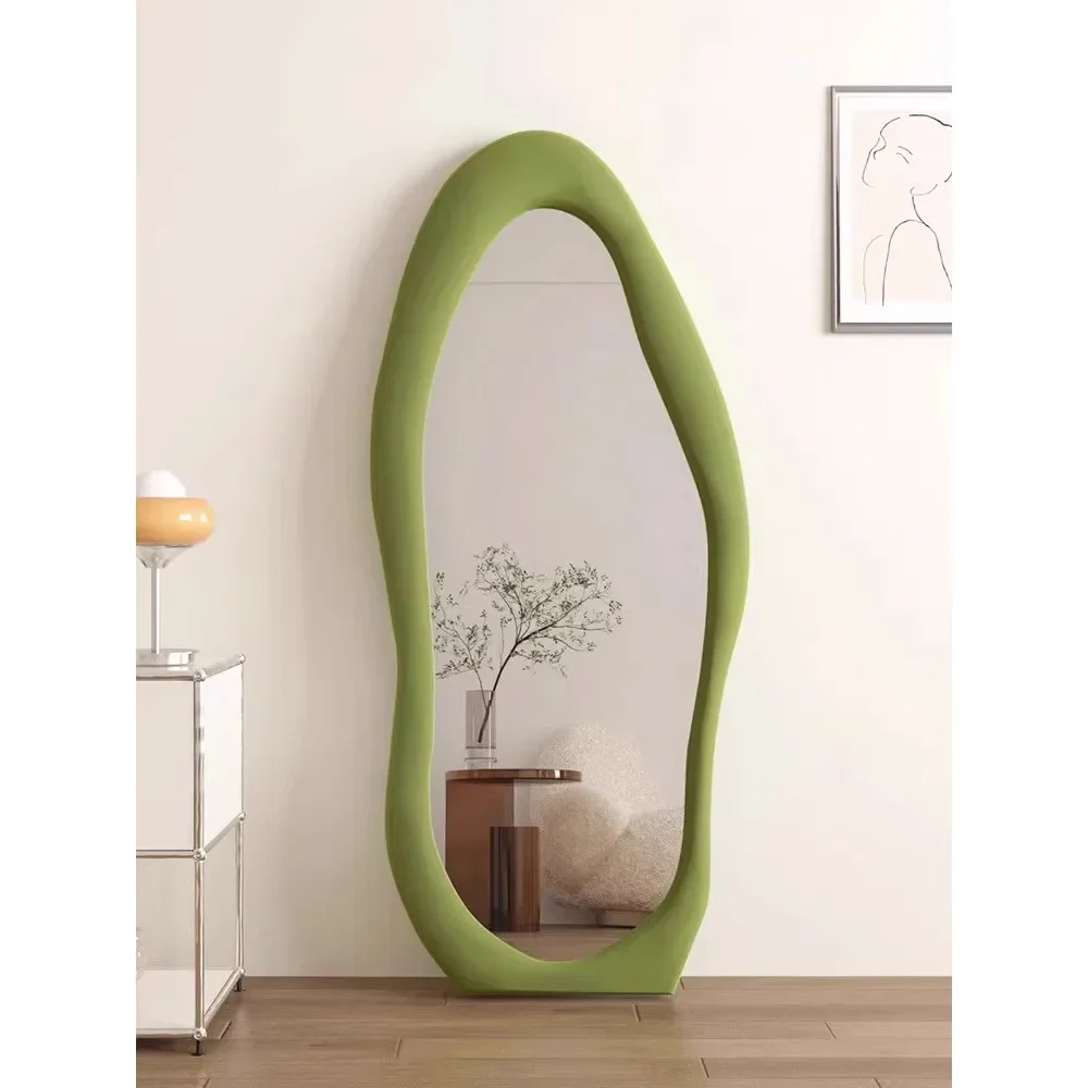 Cream style full body dressing mirror irregular fitting mirror household bedroom internet famous cloud shaped mango floor mirror