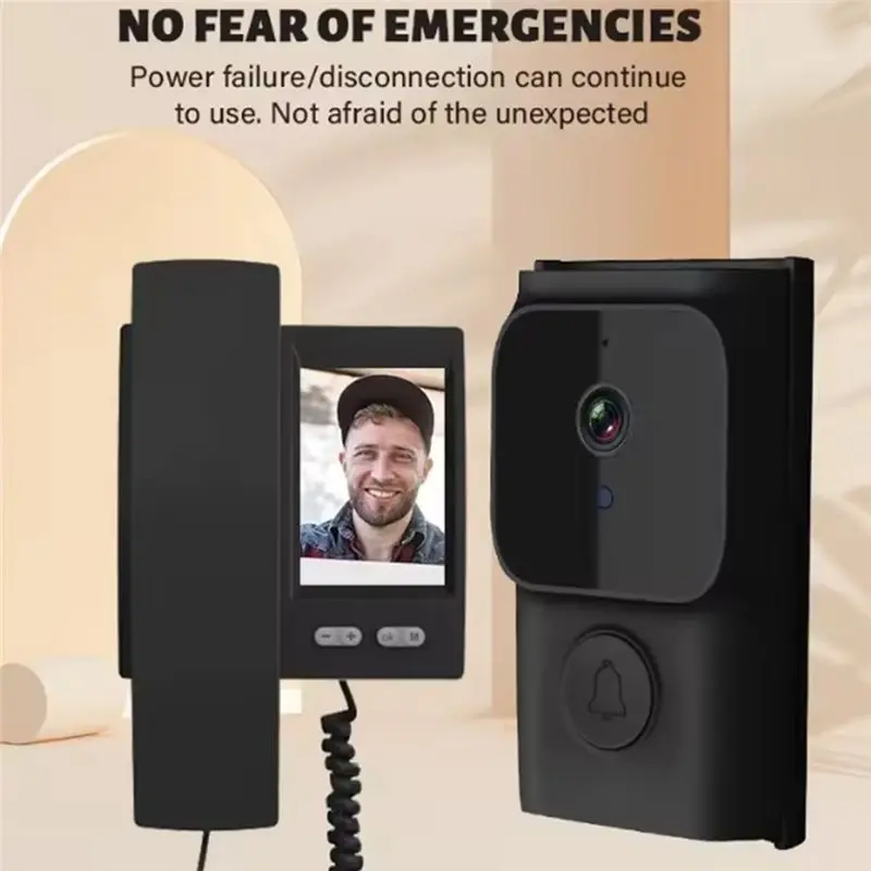 Диалог ABSU Дверной звонок Инфракрасное ночное видение 3,5-дюймовый IPS-экран Дверная камера Полный угол обзора Беспроводной домофон