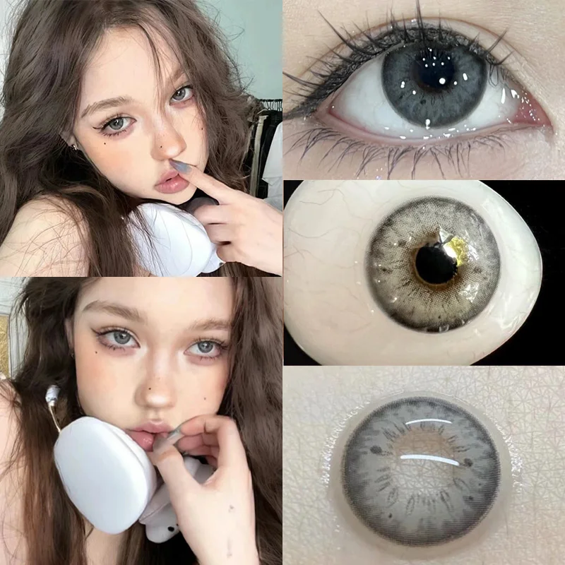 KSSEYE 1Pair New Natural Eye Color Contact Lenses with Prescription Grey Lens Myopia Degree Soft Beautiful Pupil Fast Shipping