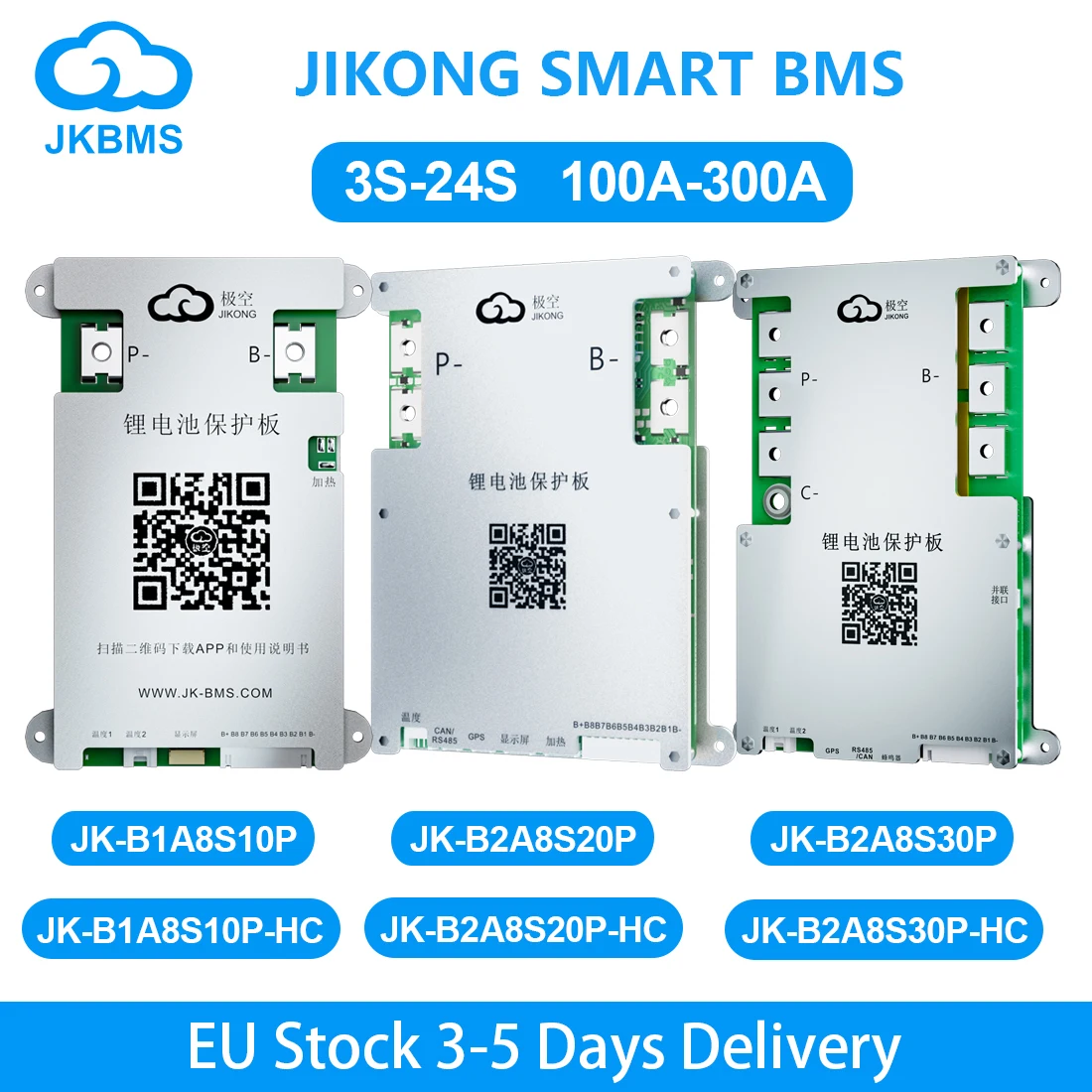 JIKONG JK BMS Active Balance BMS 3S 4S 5S 6S 7S 8S 12V 24V 100A-300A Smart BMS for Li-ion Lifepo4 Lto Battery Balance Heat CAN