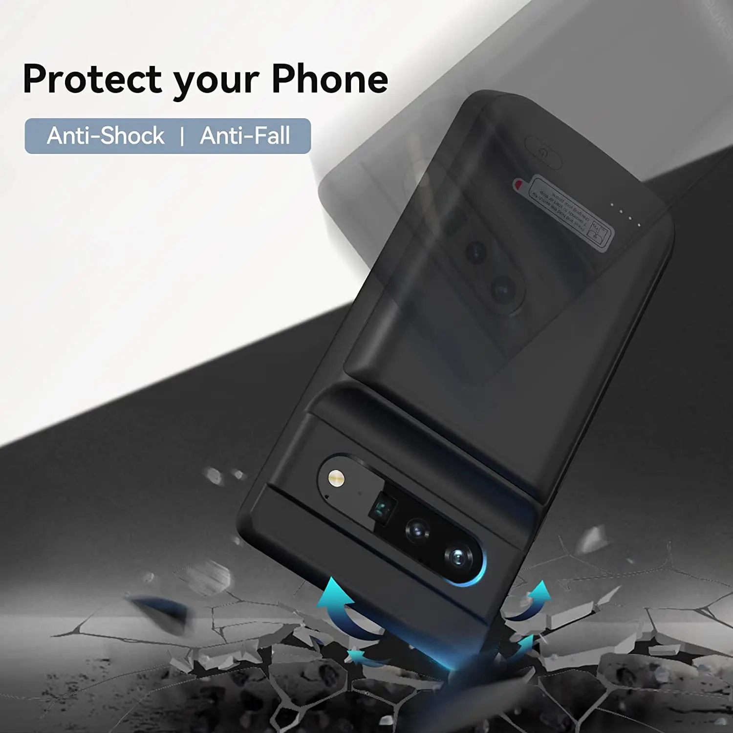 حافظة بطارية لهاتف جوجل بيكسل 6 برو حافظة شحن قوية قابلة لإعادة الشحن بقدرة 10000 مللي أمبير في الساعة حافظة شاحن احتياطية ممتدة باور بانك