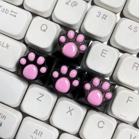 4PCS DIY Custom Handmade Cat Paw Resin Keycap Cross Axis PBT Mechanical Keyboard Keycaps for Gaming