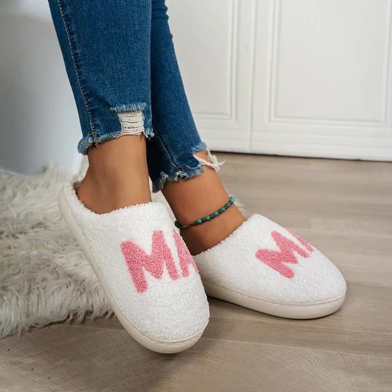 Casual Flauschige Damen Hausschuhe Hause Plüsch Mama Designer Winter Frau Schuhe Flache Plattform Elegante Schuhe Trend Fuzzy Pelz Rutschen – Detail 5