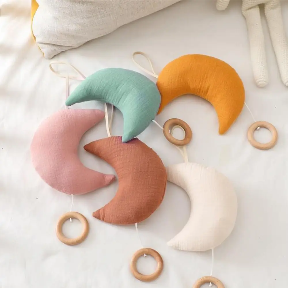 Moon Baby Bed Bell Rattle ของเล่นแบตเตอรี่ฟรีแขวนสายรัดเพลงของเล่นดึงเชือกตกแต่งผ้าฝ้ายเด็ก Comfort ของเล่น