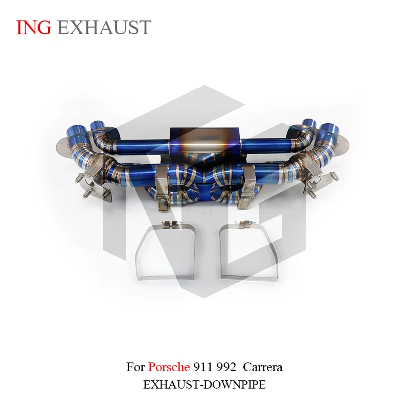 ING Exhaust Titanium Alloy Catback for Porsche 911 992 Carrera Turbo 3.8T Auto Orignal Valve Electric Control Muffler System