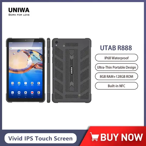 UTAB R888 글로벌 4G 초박형 태블릿 IP68 방수 Phablet 8 인치 8GB RAM 128GB ROM 5800mAh 스마트 안드로이드 태블릿 PC GPS NFC