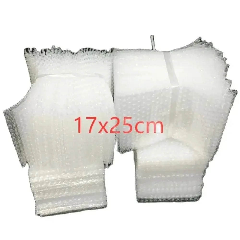 50pcs 17x25cm Plastic Wrap Envelope White Bubble Packing Bags PE Clear Shockproof Packaging Bag Double Film Bubble Bag