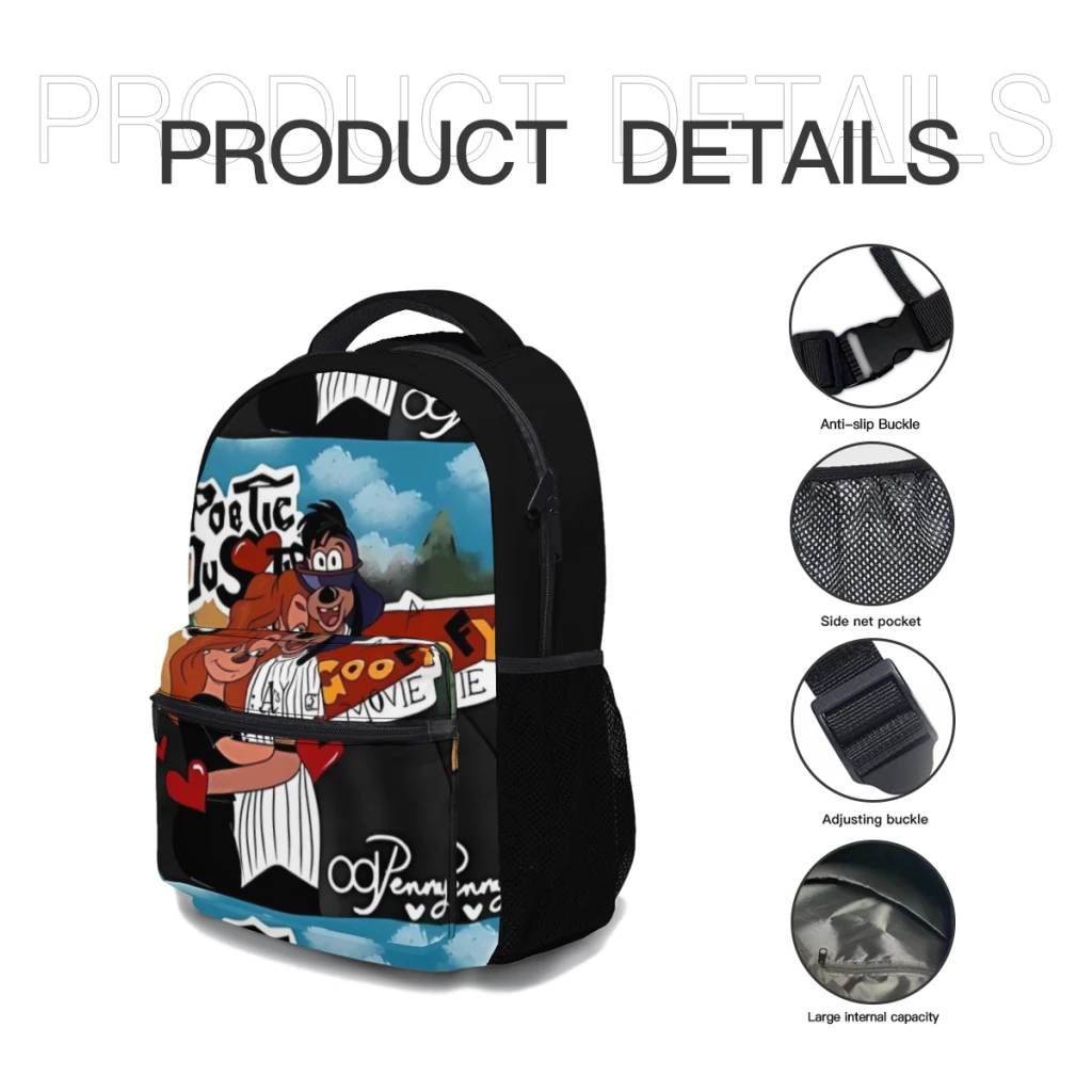 A Poetic Goofy Love Schoolbag For kids Large Capacity Student Backpack Cartoon High School Student Backpack 17inch