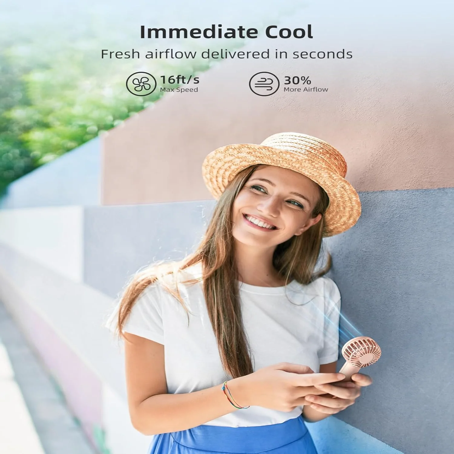 مروحة تبريد محمولة، مروحة تعمل بالبطارية مع خطاف، 10 ساعات، تبريد ثلج، 3 سرعات رياح، مروحة جيب محمولة للسفر الداخلي