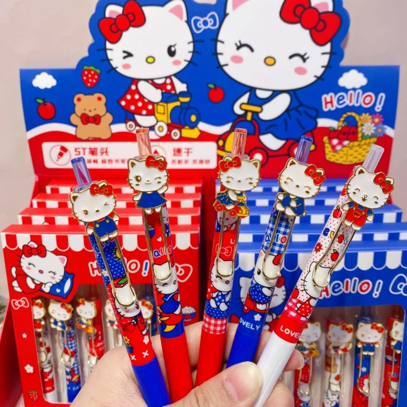 

30 шт./лот, креативные гелевые ручки Sanrio Kitty с нажимным механизмом, милые, 0,5 мм, черные чернила, ручки для подписи, школьные принадлежности