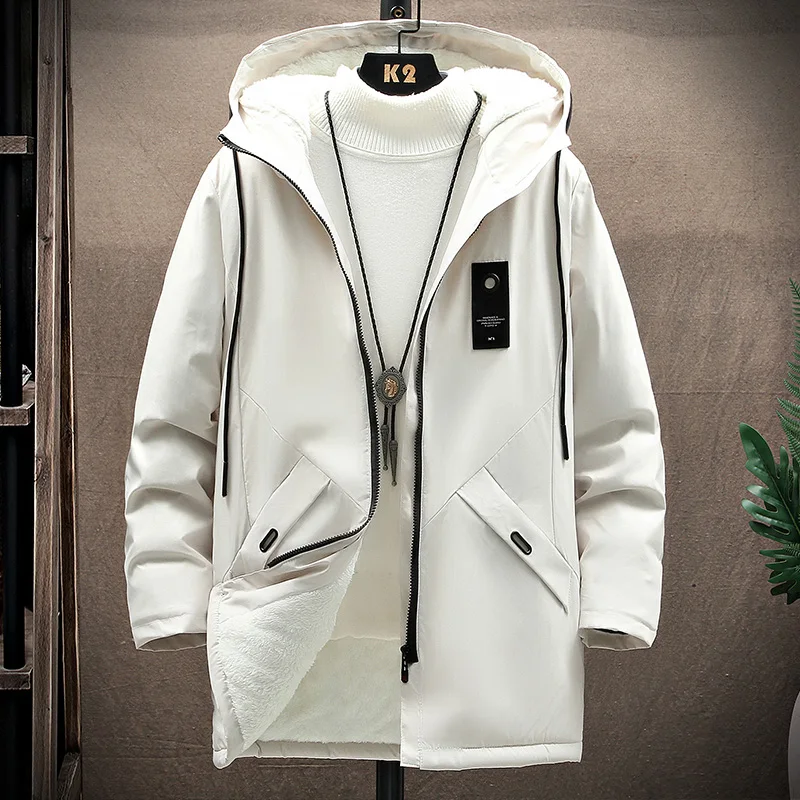 Hooded Plush And Thick Wool Collar Windproof Thick Warm Jacket Parka Coat Men Brand Outwear Fashion Casual Loose Parka Men WJ360