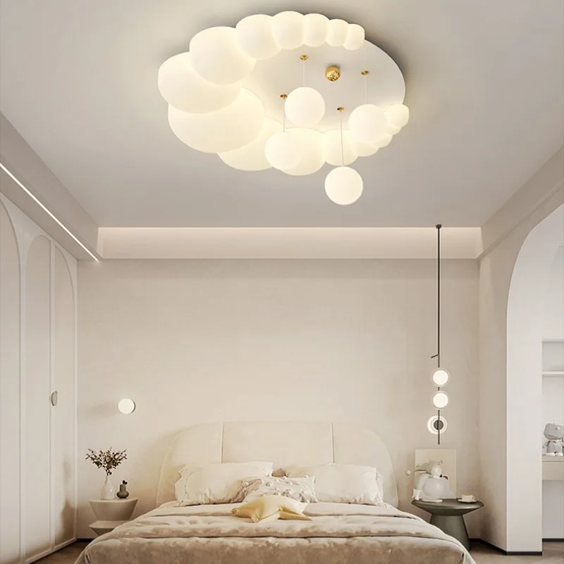 Warm Romantic Children's Room Ceiling Lights LED White Cloud Bubble Light Simple Modern Boy Girl Bedroom Baby Room Ceiling Lamps