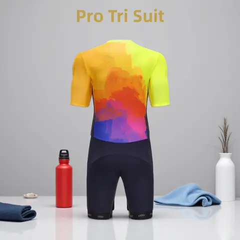 MILOTO pro team triathlon suit man short sleeve cycling jersey tights jumpsuit road bike sweatshirt High density sponge cushion