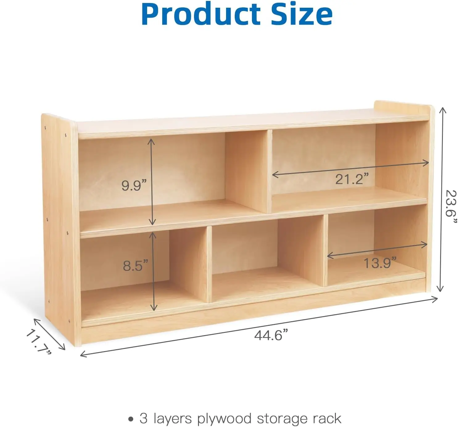 Shelf 5-Section Wooden Storage Cabinet, 2-Shelf Toy Organizers and Storage, Kids Classroom Organizer, Playroom, Daycare and Pres