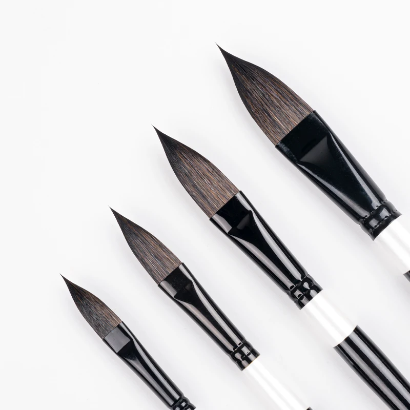 Professional Art Paint Brush Set Mixed Squirrel Hair round Flat Angled Knife Shape Watercolor & Gouache Oval Wash Brushes for Ar