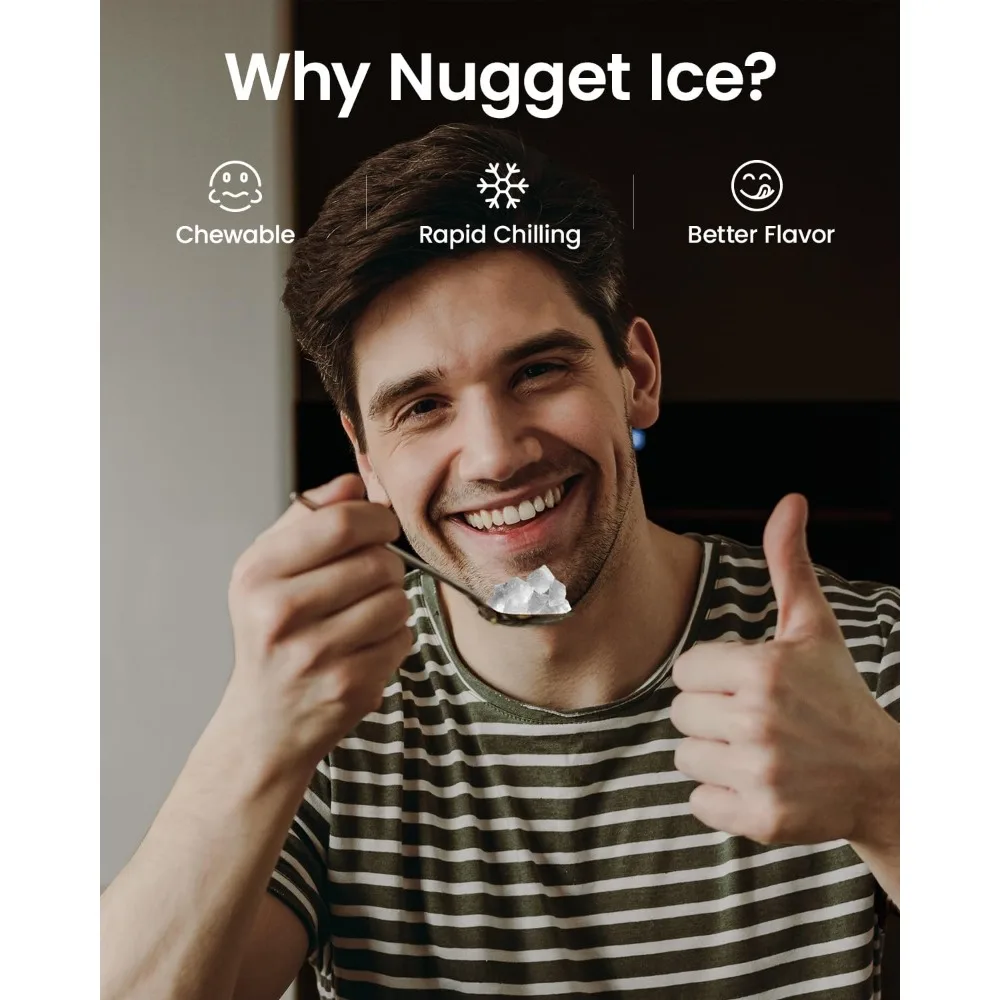 Nugget Ice Makers Countertop, 33 Lbs/Day, Countertop，with Tooth-Friendly Chewable Ice, Ice Maker with Self-Cleaning Function