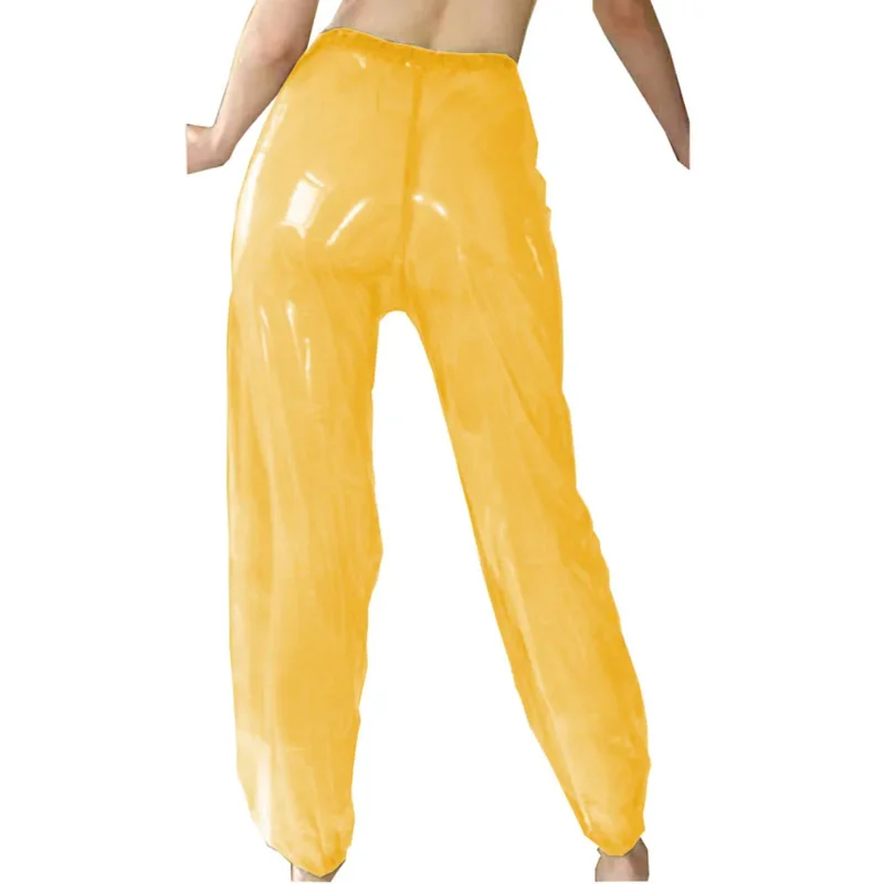 Clear PVC Pants Plastic Transparent Trousers Waterproof Belted Bloomers Exotic Sheer Loosen Pants Sexy Costumes Club DS Bar BS23