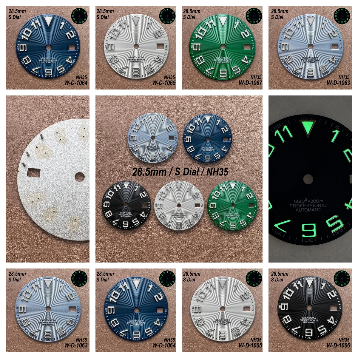 

28.5mm S Logo CD Dial Suitable For NH35/NH36/7S/4R Janpan Movement Strong Green Luminous Watch Modification Accessories