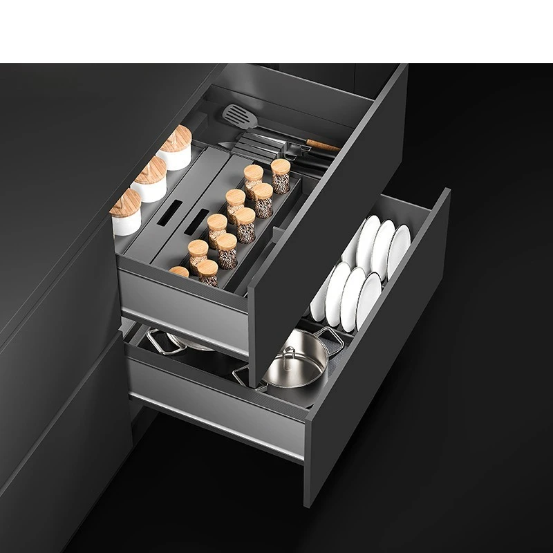 

Dishes and dishes basket kitchen double drawer type seasoning tableware storage basket aluminum alloy seasoning dish rack