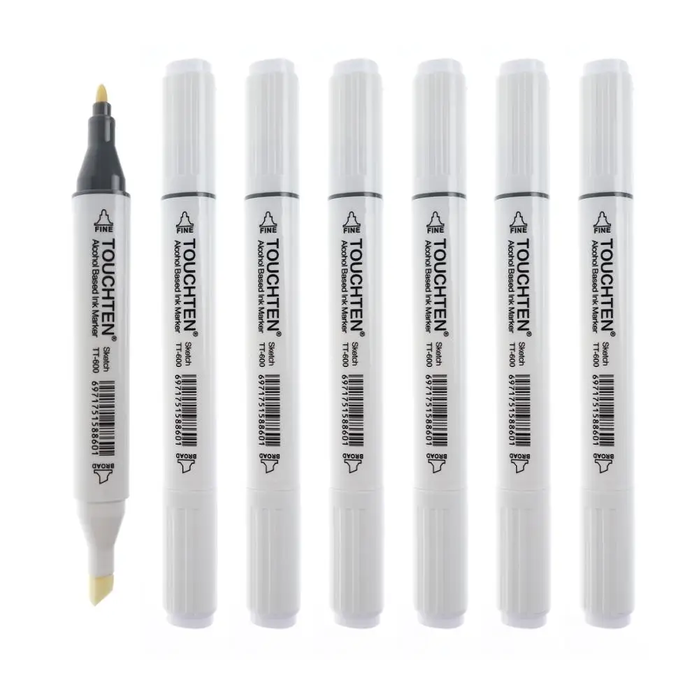 TOUCHTEN 0#/120# Colorless Blender Black Marker Alcoh Doub Head Sketch Brush Art Marker for Anime Manga Design Painting Supplies