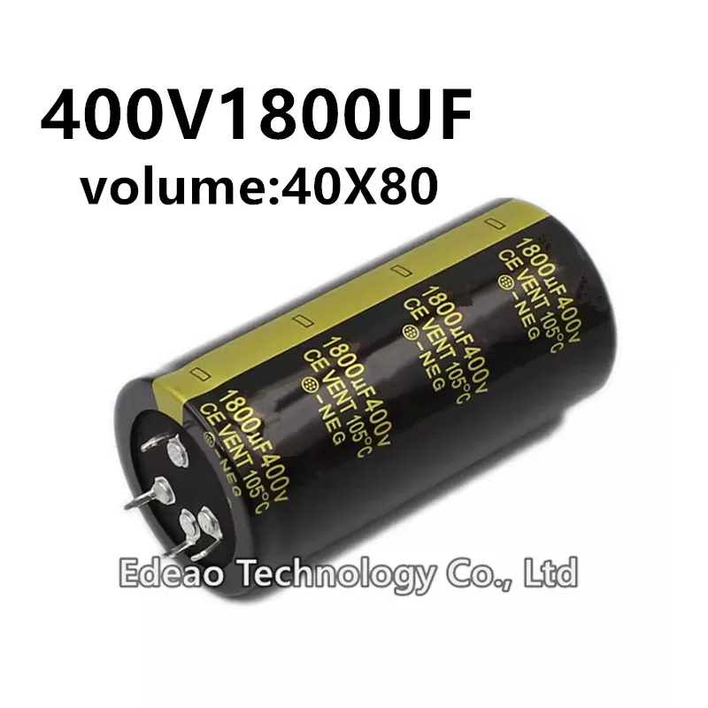 

1Pcs 400V 1800UF 400V1800UF 1800UF400V volume: 40x80 mm 4Pin audio power amplifier inverter aluminum electrolytic capacitor