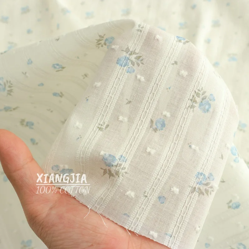 145x50cm Striped Clip Dot Pure Cotton Jacquard Curtain Shirt Dress Fabric Sewing Cloth a Class Fresh Pattern for Home Decor