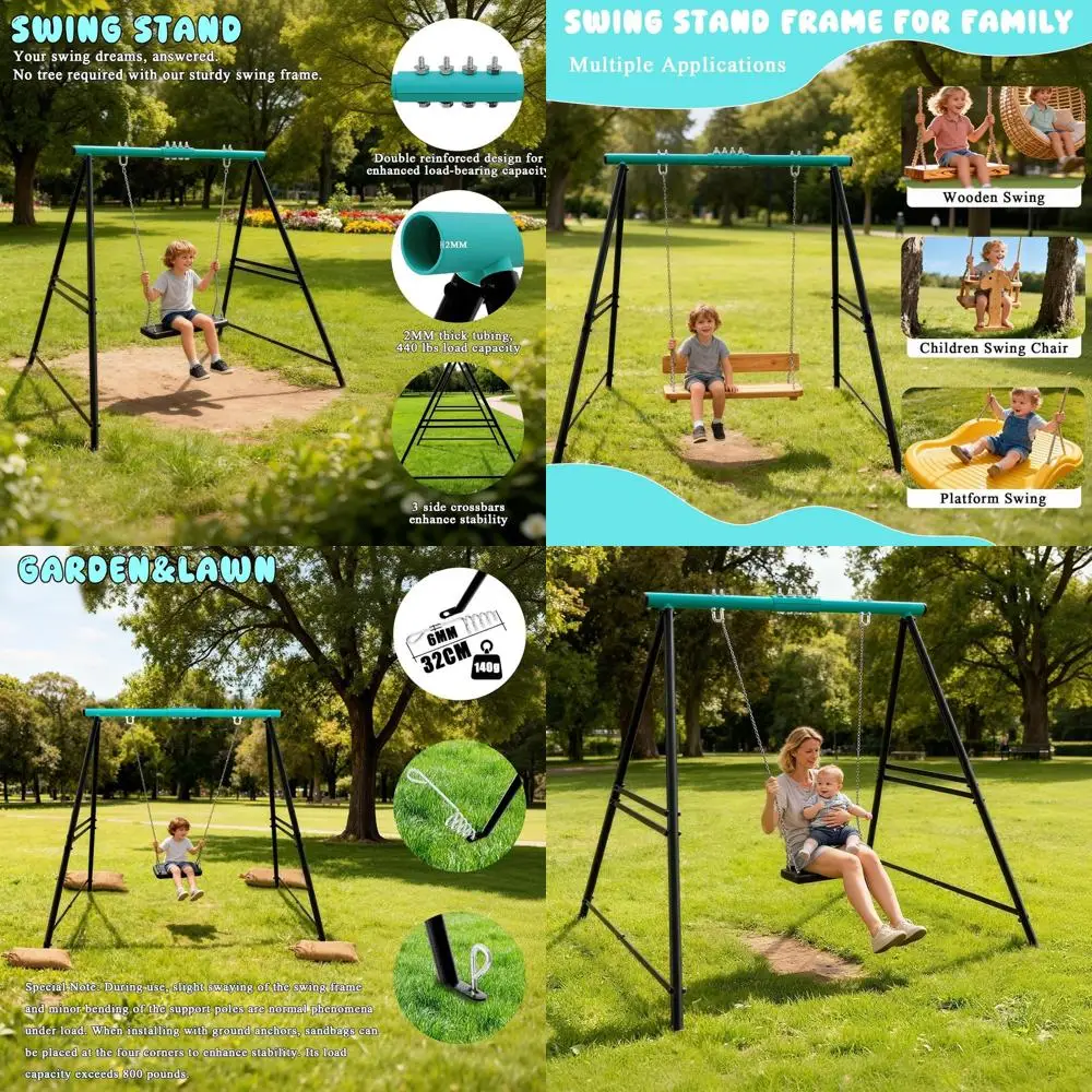 

Уличная подставка для качелей и гамаков, выдерживает до 200 кг, идеально подходит для задних дворов, парков и детских площадок (качели в комплект не входят)