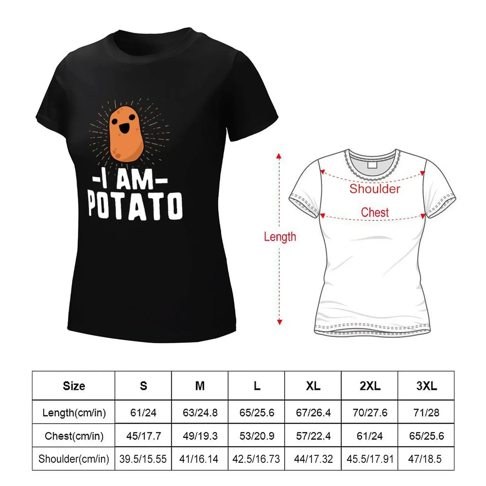 I-Am-Potato-Funny-Potato- T-shirt aesthetic clothes oversized oversized workout shirts for Women