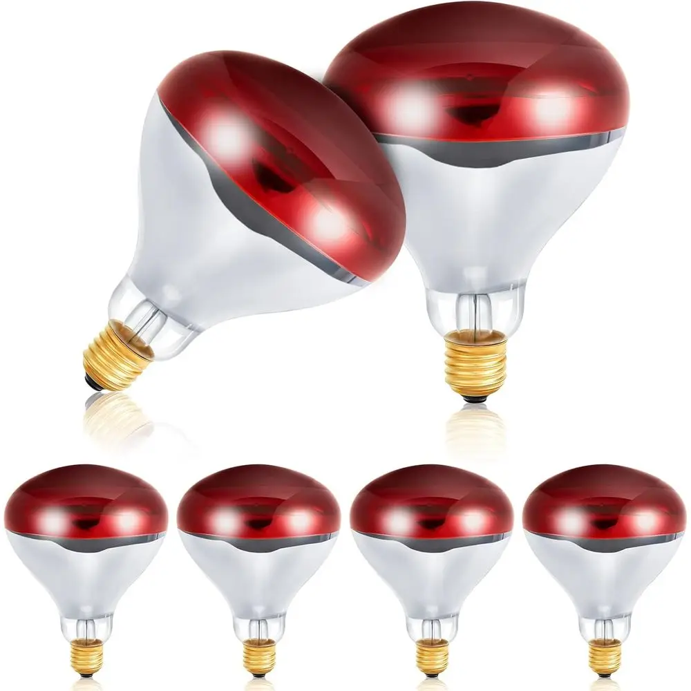 

6 Pcs 110V 250W Red Inrared Bulbs Medium E26 Base, Red Heat Lamp lood Light Bulbs Heat Light or Bathroom Chickens Brooder Pets
