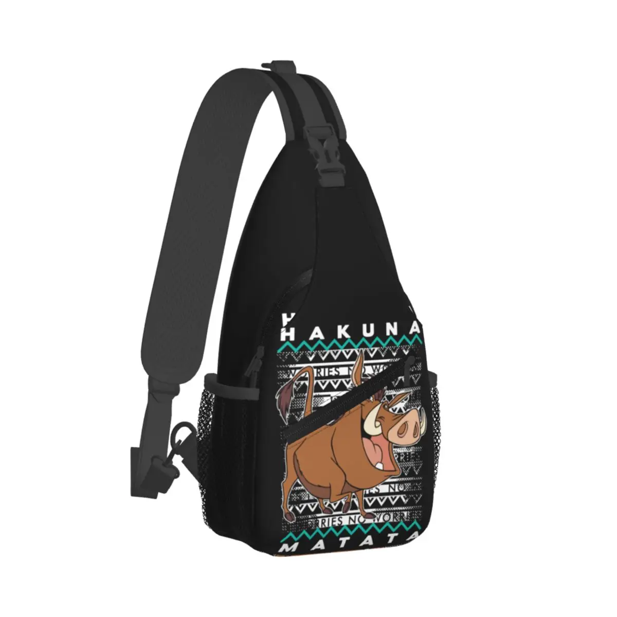 Custom Hakuna Matata Anime Sling Crossbody Backpack Waterproof For Cycling The Lion King Pumbaa Daypack Print Shoulder Backpack