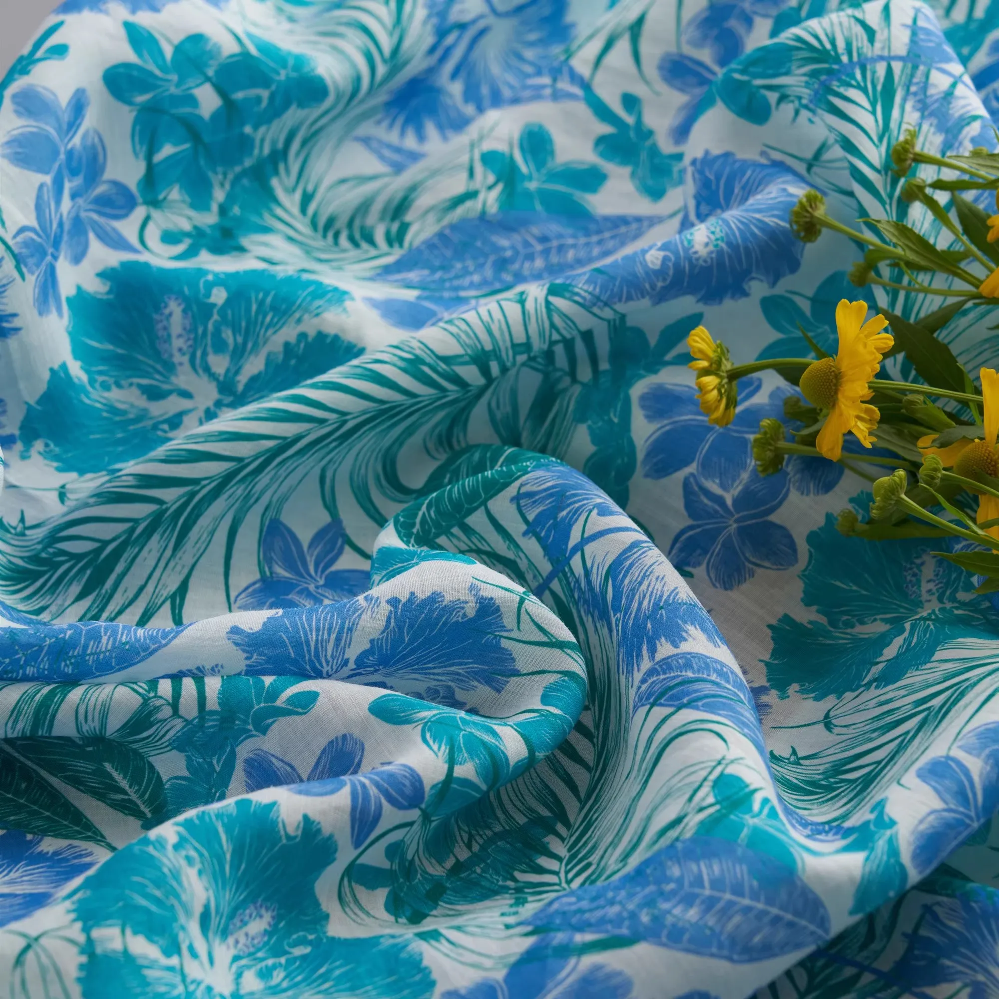 

Ткань из высококачественного рами, 1 ярд, с цветочным принтом, для пошива платьев, халатов и китайских платьев-ципао.