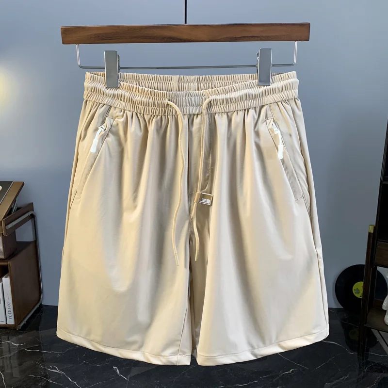 

Летние мужские шорты из тонкого ледяного шелка, трендовая корейская версия, повседневные спортивные свободные быстросохнущие дышащие брюки средней длины