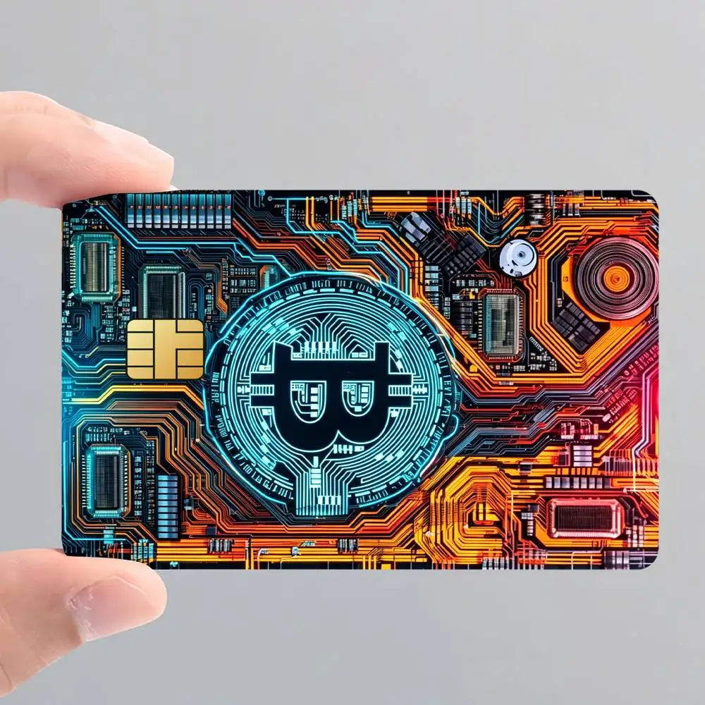 Fashion B-Bitcoin Logo Card Stickers for Bank Access Protective Waterproof Film Cover Sticker Surprise Gift