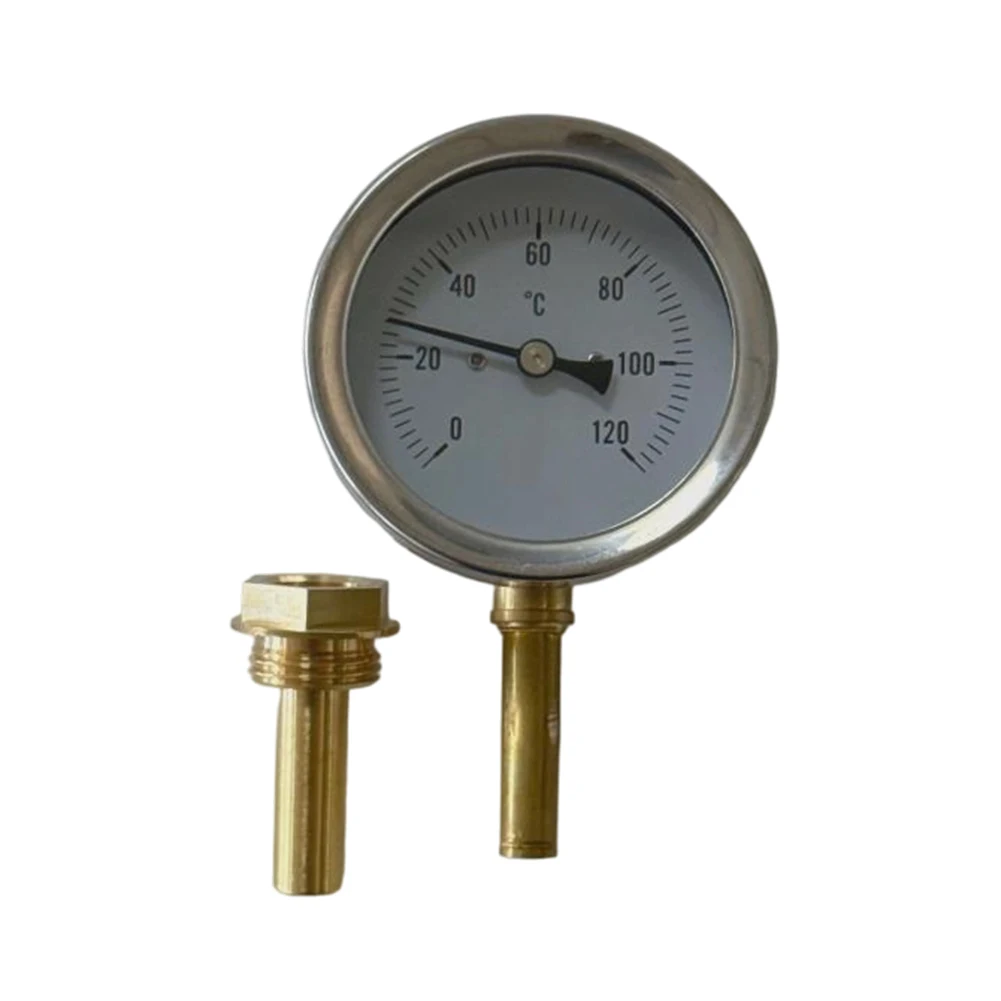63MM Bimetallic Thermometer with Copper Sleeve for Temperature Control in Boilers and Grills Range 0120 Celsius