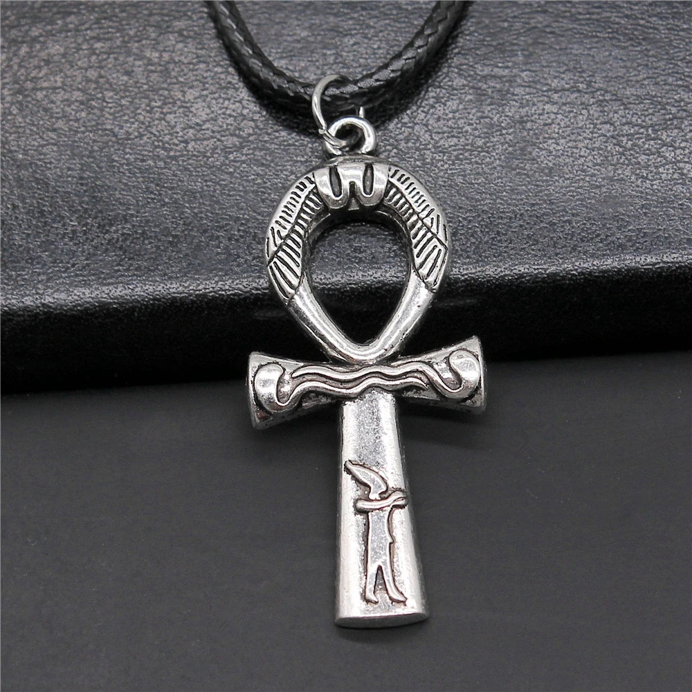 تميمة الموضة الكلاسيكية البسيطة الصليب المصري عنخ الحياة رمز قلادة قصيرة طويلة سلسلة القلائد مجوهرات للرجال النساء #5