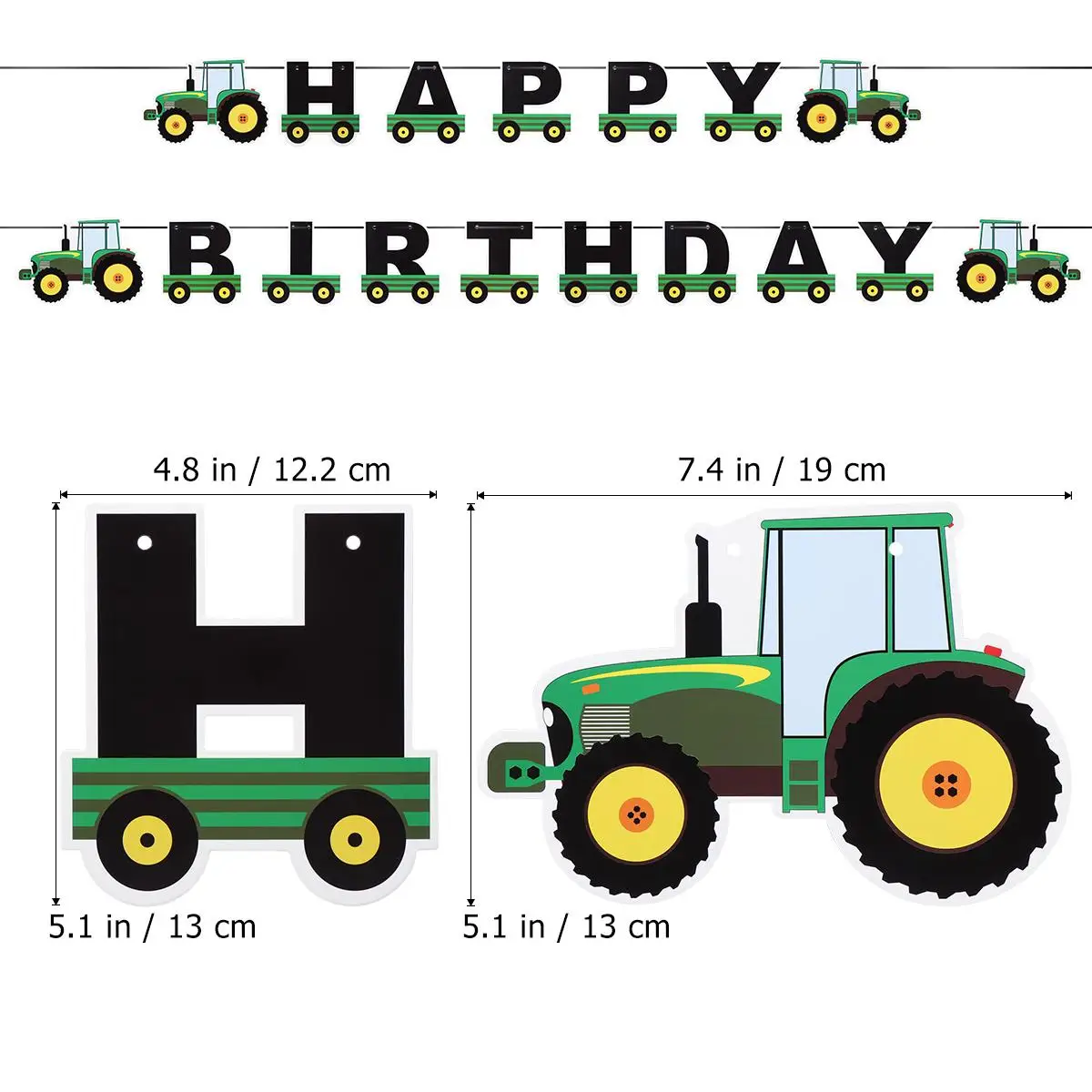 

Birthday Party Props Tractor Bunting Supplies Greenery Garland The Banner Happy Decorations