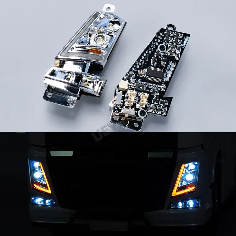 1:14th Scale PRO Headlight Module LED Light for Tamiya RC Dump Truck Volvo FH16XL 750 56360 56362 56375