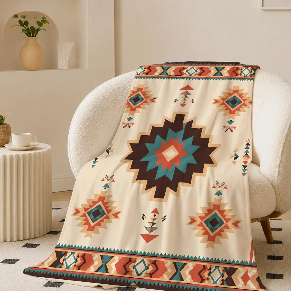 Tribal Geo Pack Throw 240g flannel blanket, suitable for sofas, beds, offices, exquisite gift blankets
