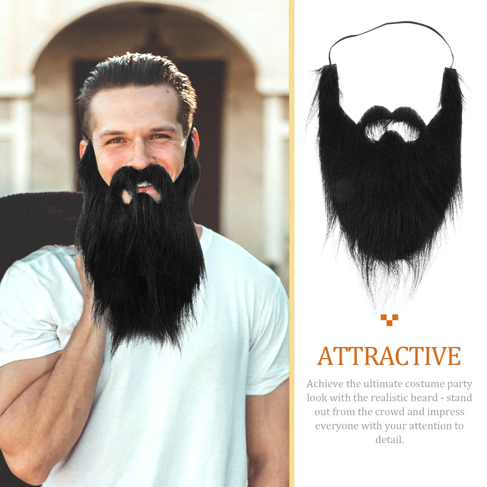 Accesorio de fiesta de disfraces, barba realista negra grande, muestra el encanto, sofisticación, traje versátil, emparejamiento, accesorio de Halloween