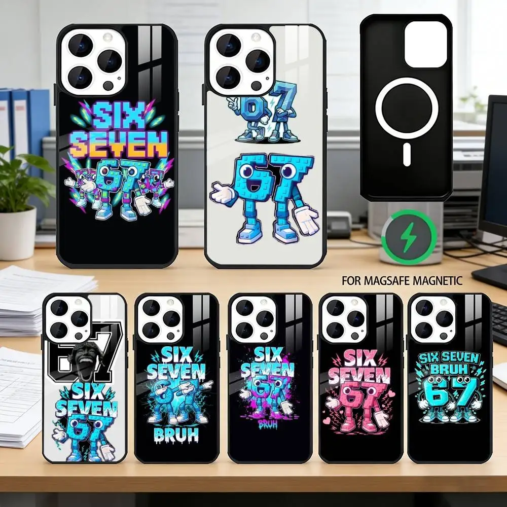 

Six Seven 6 7 Phone Case For iPhone17,16,15,14,13,12,11 Plus,Pro Magnetic For Magsafe Wireless Charging