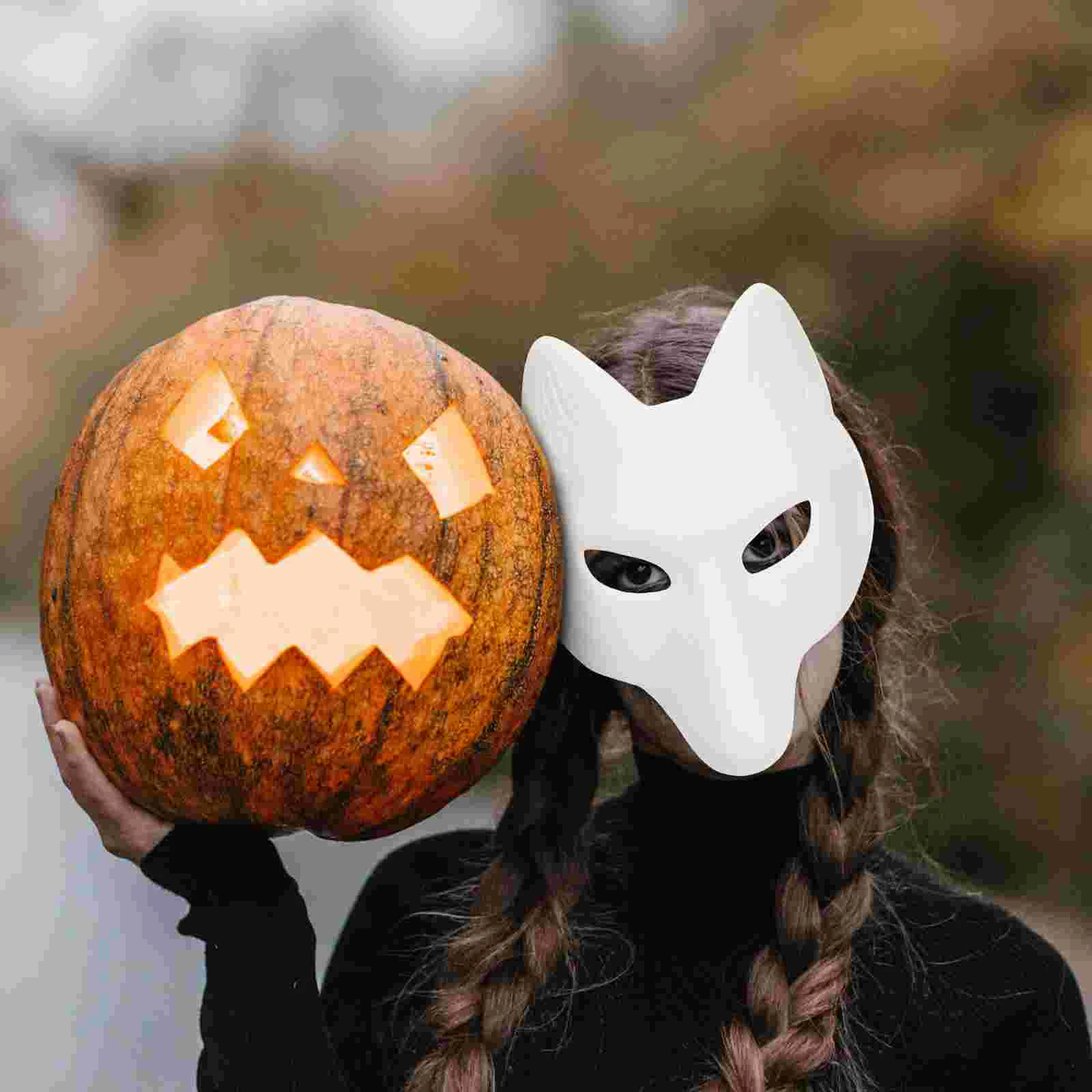 Ropa Máscara de zorro blanco DIY Disfraces de Halloween Mascarada de fieltro para máscaras