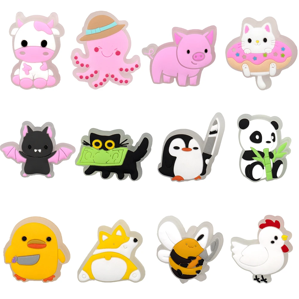 1PCS LED Animal Shoe Decorations Charms Cute Dogs Ducks Cats Panda Kawaii Kids Shoe Accessories for Clogs Women Men Shoe Pendant