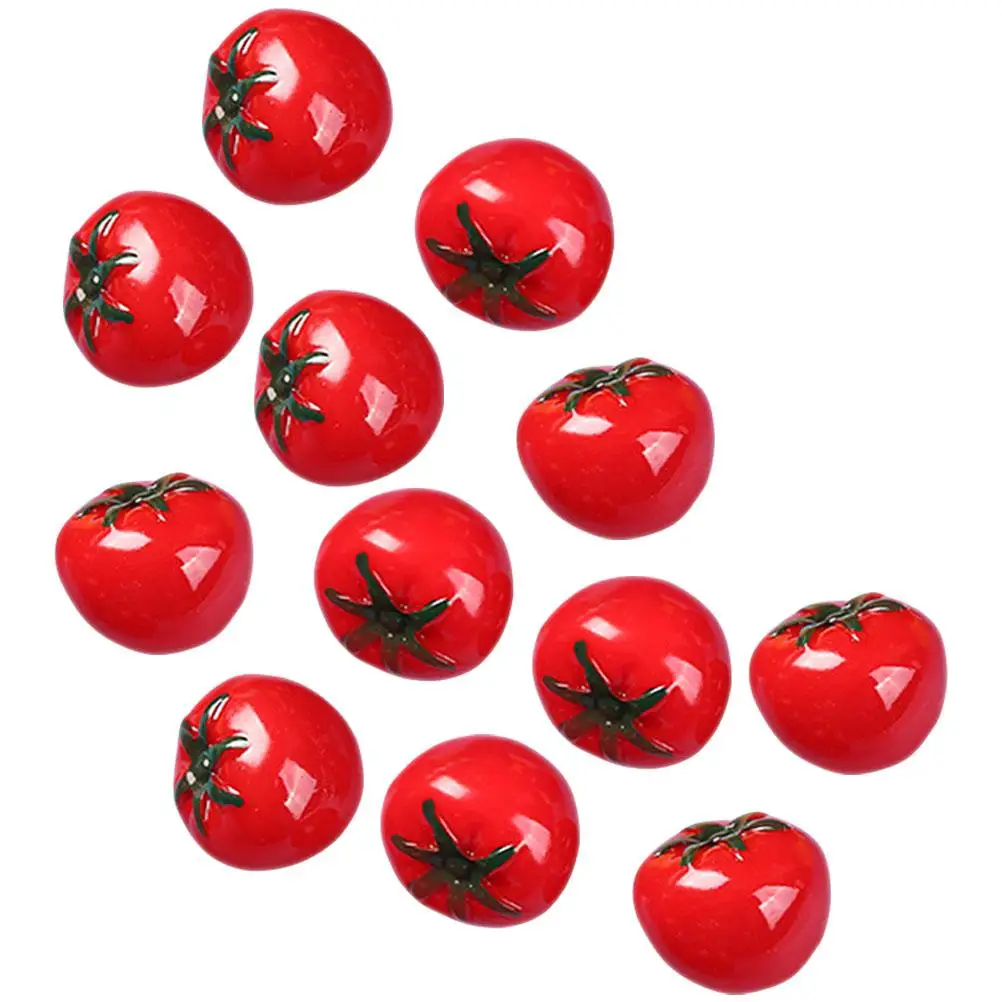 

12 Pcs Mini Artificial Tomato Models ResinTomatoes Decor House Fruit Stores Office Layout Scene Montessori