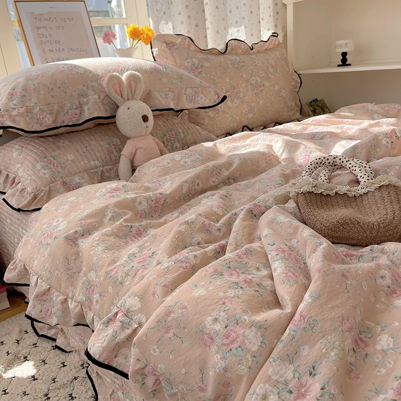 

Korean Style Summer Quilt 2025 NEW Cool Feeling Quilt Bare Sleeping For Women Girl Teens Romantic Bedroom Decor Queen King Size