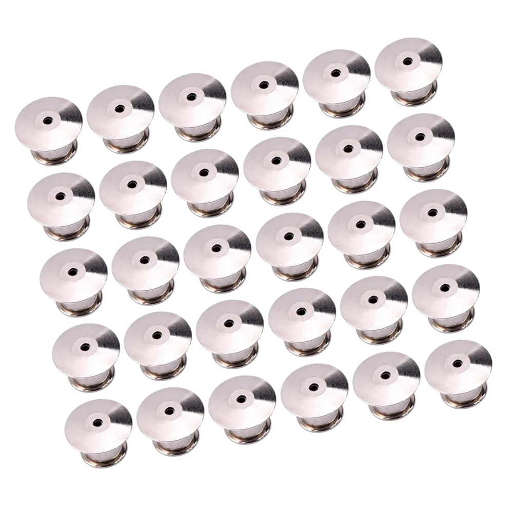 

30pcs Pin Backs Flat Locking Clasps High Quality Metal Smooth Finish Ideal for Badges Jewelry Name Tags Display Books Lanyards