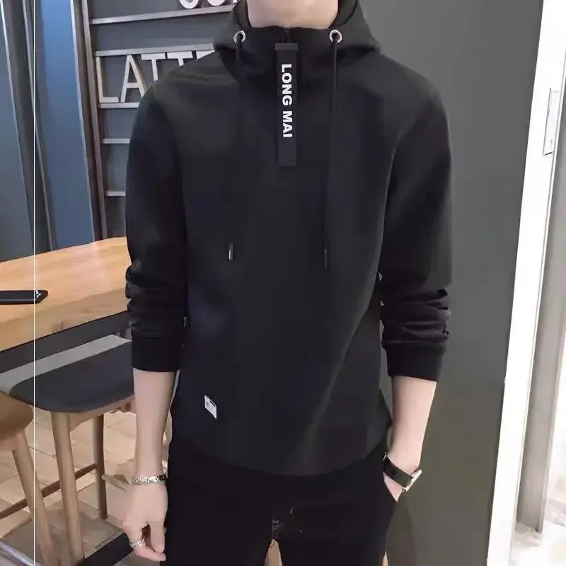 LIBIELIY Fashion Spliced Lace Up Letter Zipper Hooded Hoodies Men's Clothing 2025 Autumn Winter New Casual Pullovers Korean Swea