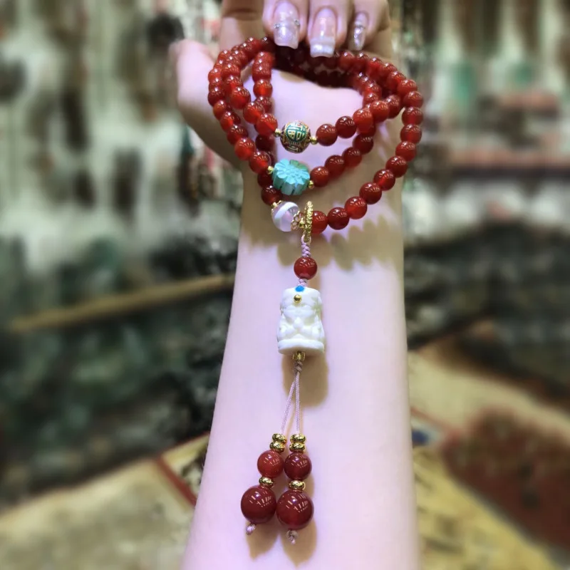 

Nanhong Lepidolite Turquoise Agate Spacer Bead Cultural Bracelet